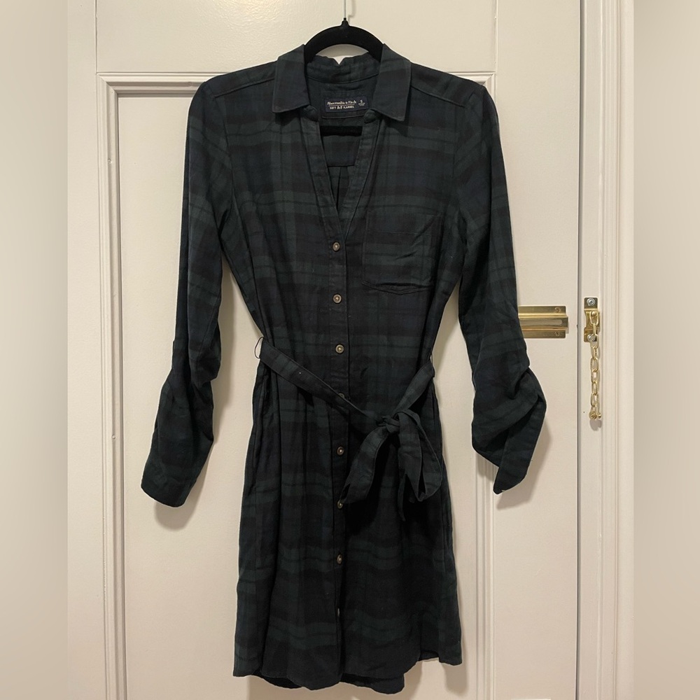 Abercrombie & Fitch Plaid Flannel Button Down Shirt Dress